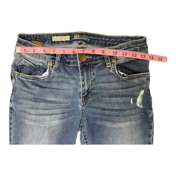 Kut Crop Straight Leg Jeans Size 2 Distressed Classic EUC Stretch - Picture 3 of 7